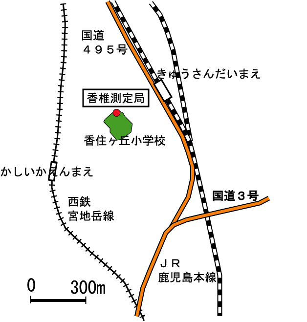 香椎測定局の地図