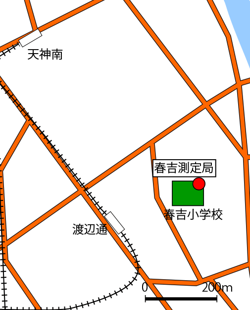 春吉測定局の地図