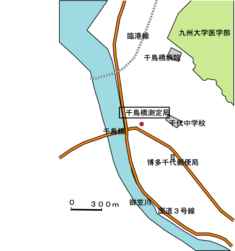 千鳥橋測定局の地図