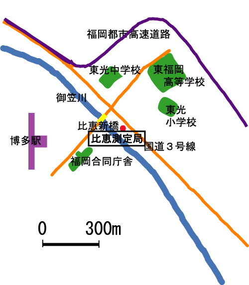 比恵測定局の地図