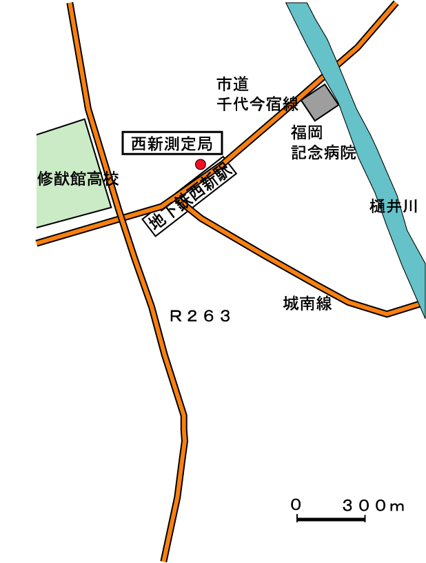 西新測定局の地図
