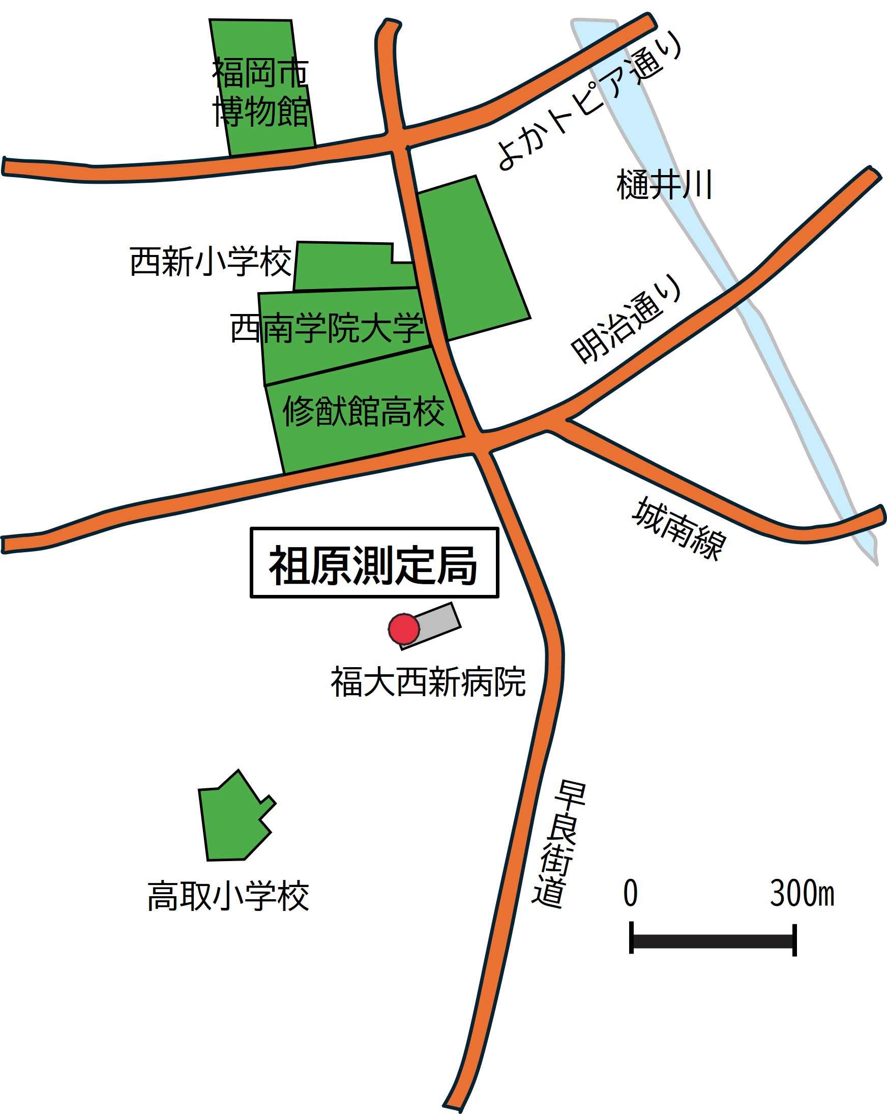 祖原測定局の地図
