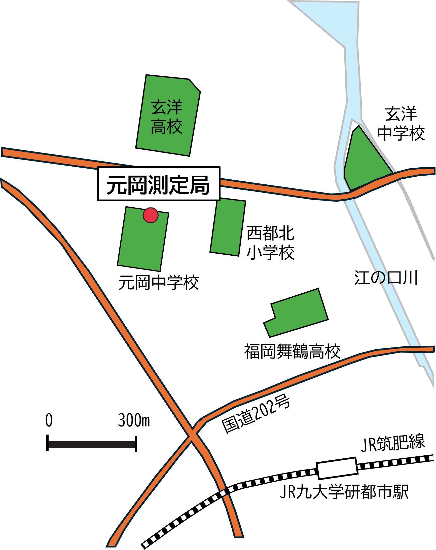 元岡測定局の地図