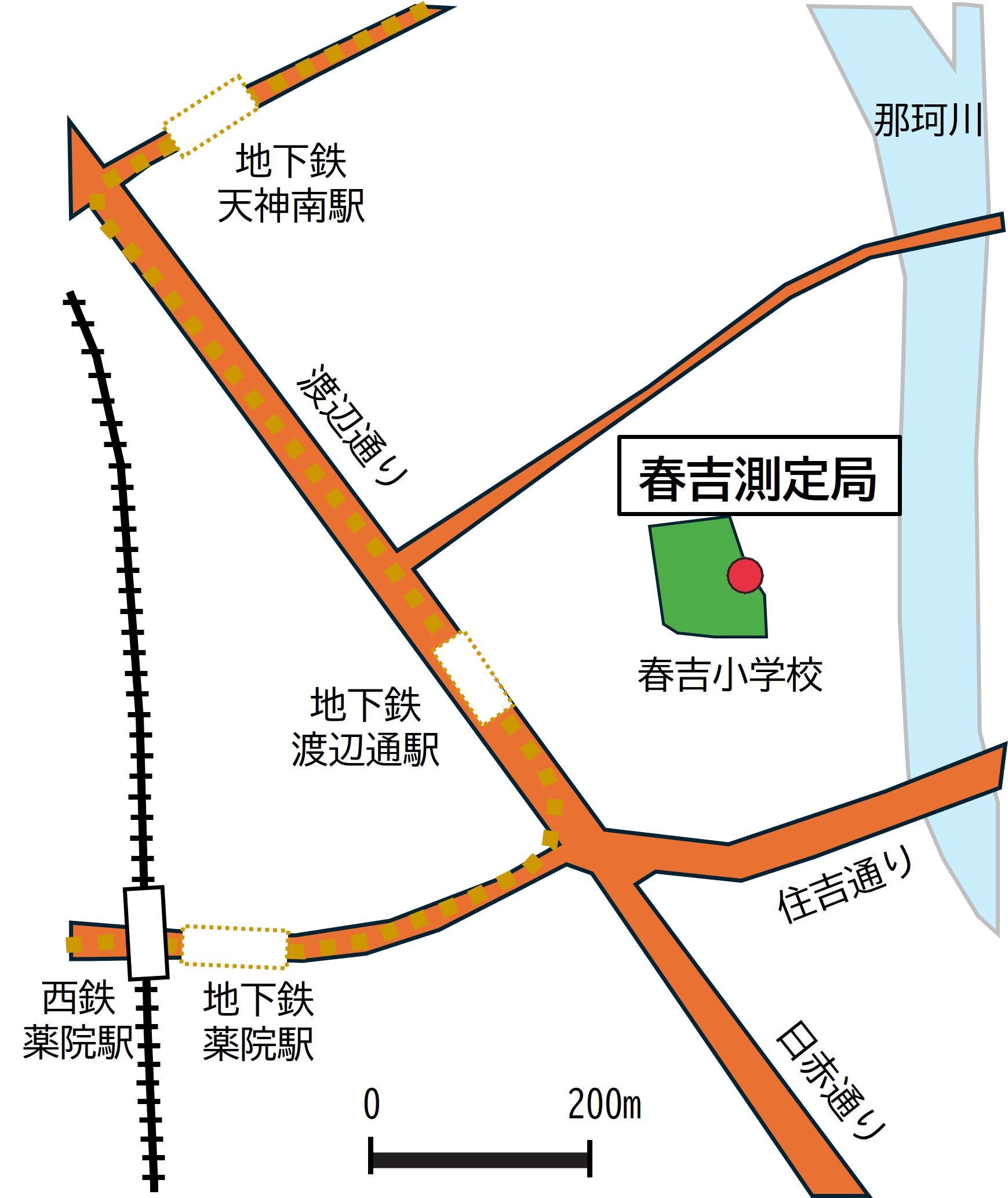 春吉測定局の地図
