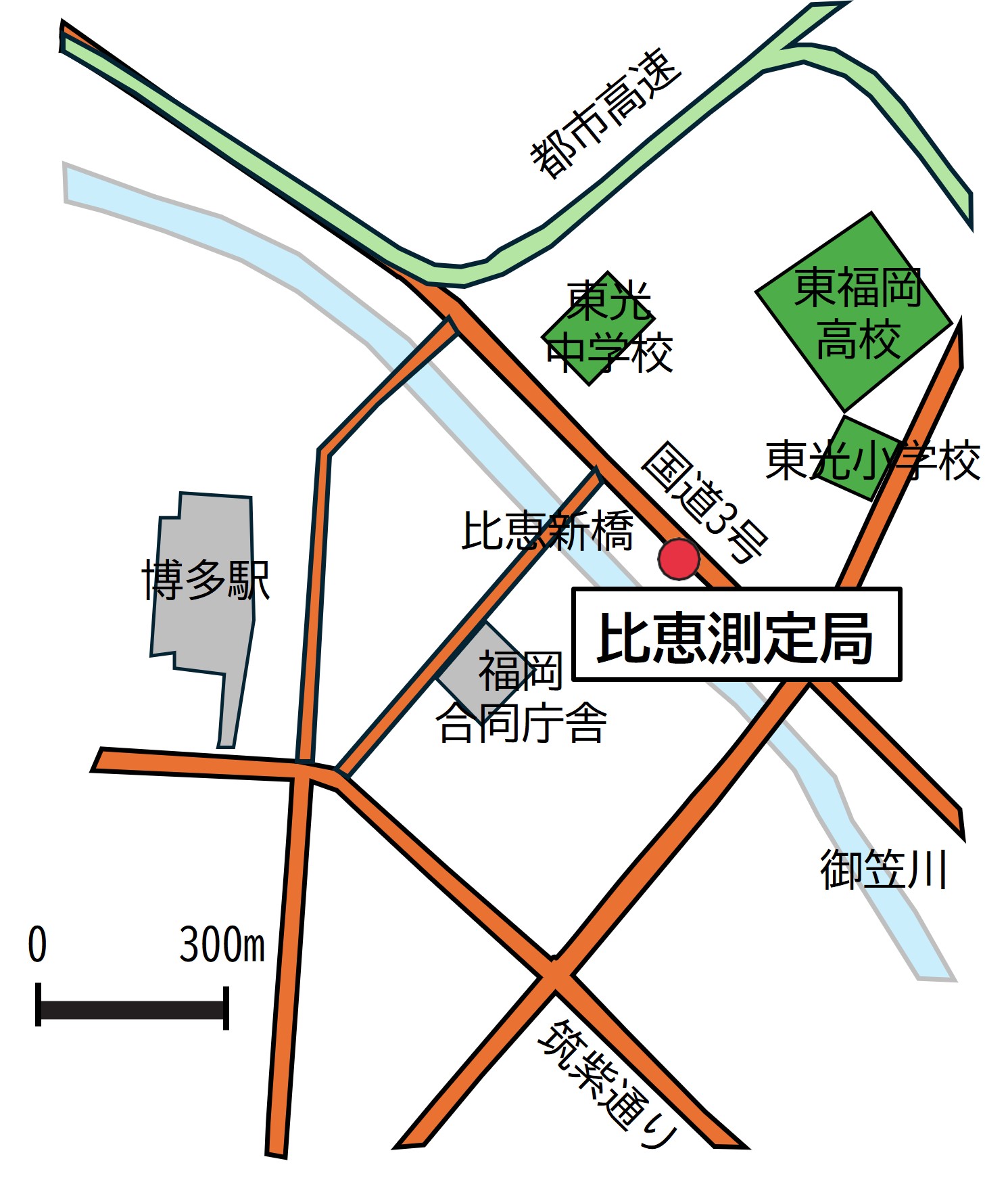 比恵測定局の地図