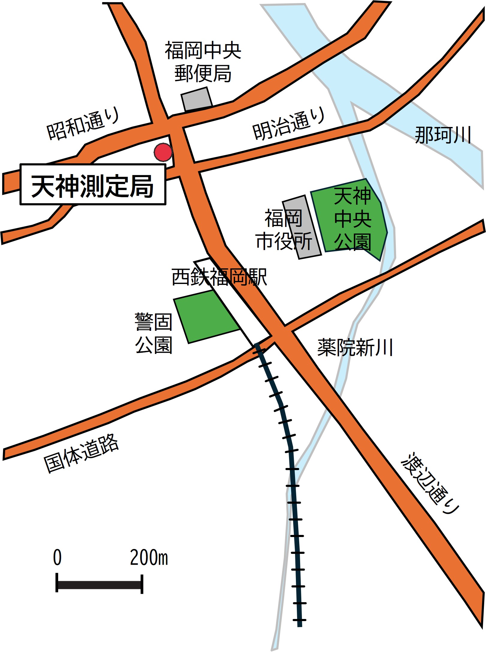 天神測定局の地図