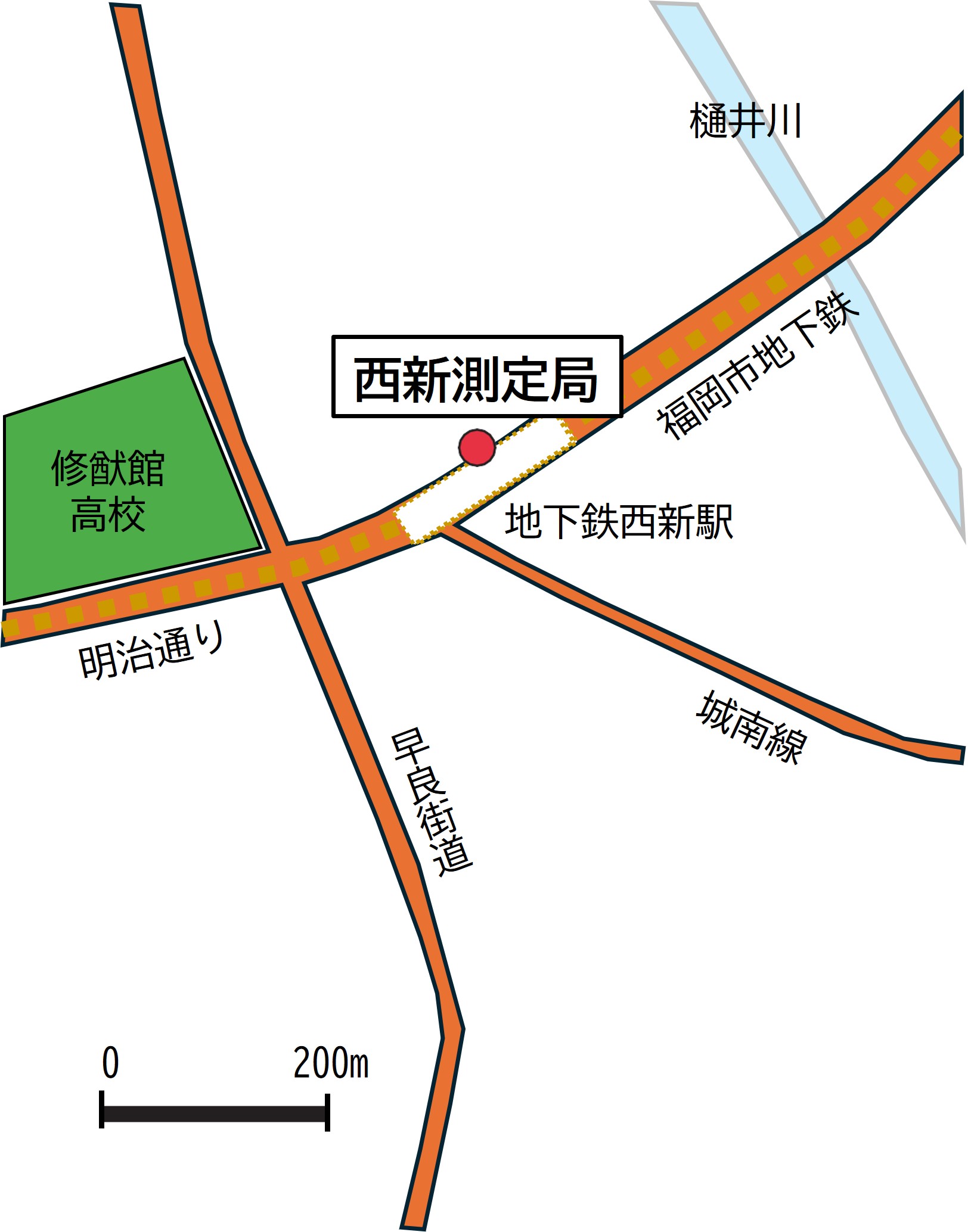 西新測定局の地図