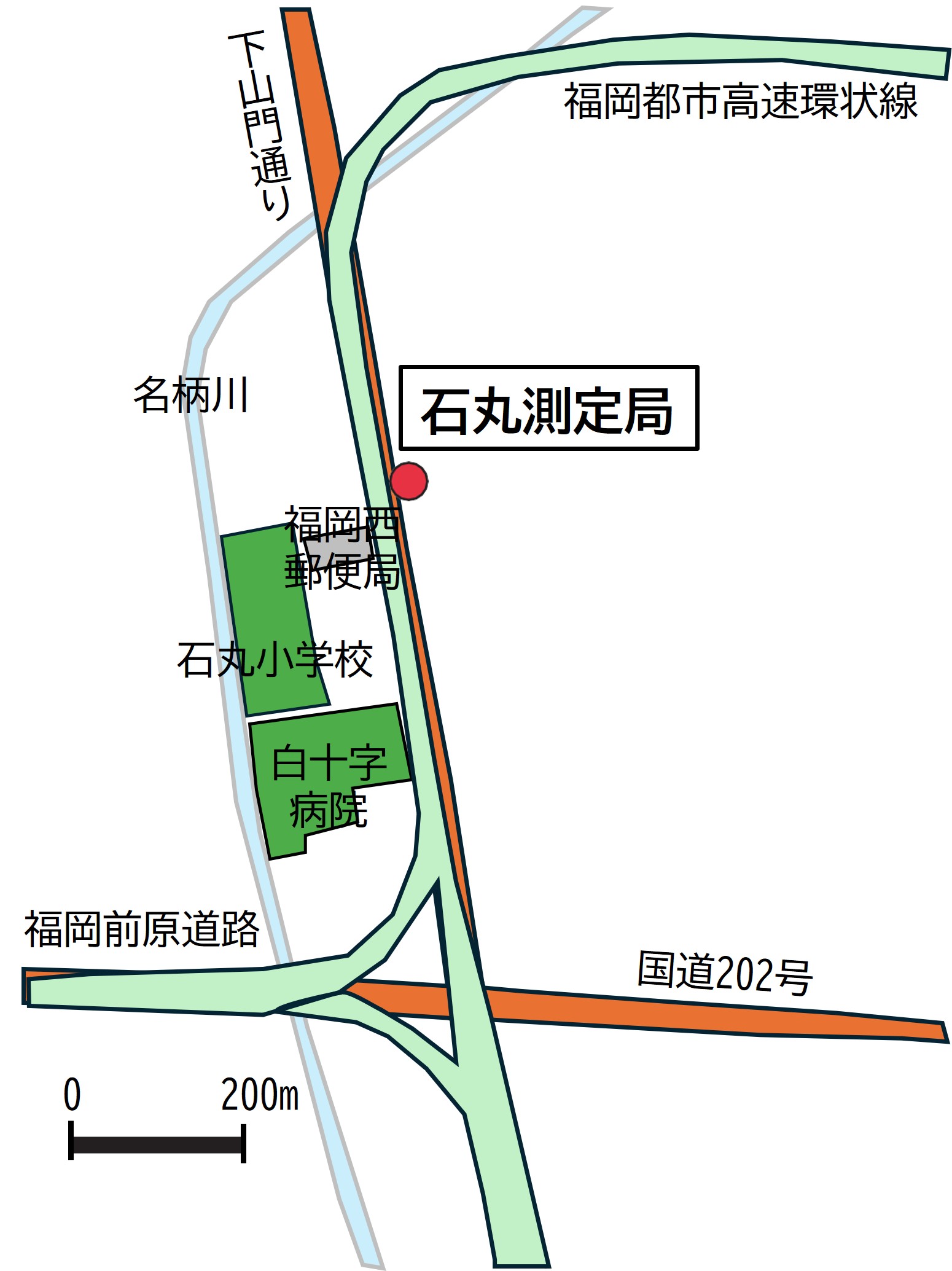 石丸測定局の地図